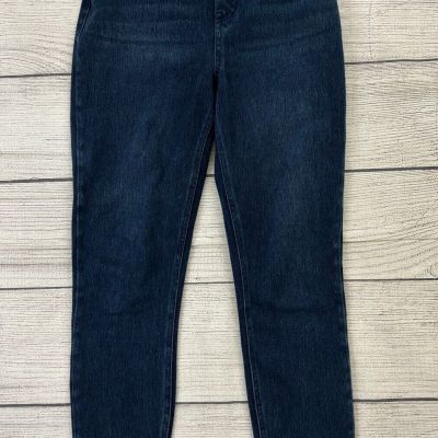 SPANX JEAN-ISH ANKLE Womens Medium Dark Denim Pull On Stretch Shaping Leggings